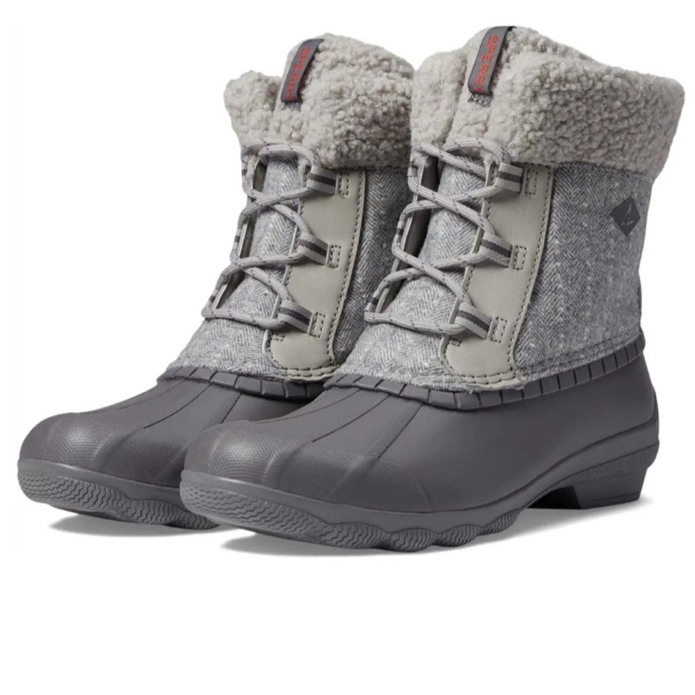 Gray Winter Boots with Faux Fur Lining - Sperry Women’s Syren Alpine Herringbone